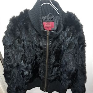 3/$40 VINTAGE RABBIT FUR BOMBER JACKET